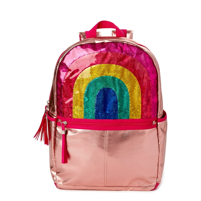 Wonder Nation Metallic Rainbow Girls Backpack with Laptop Sleeve