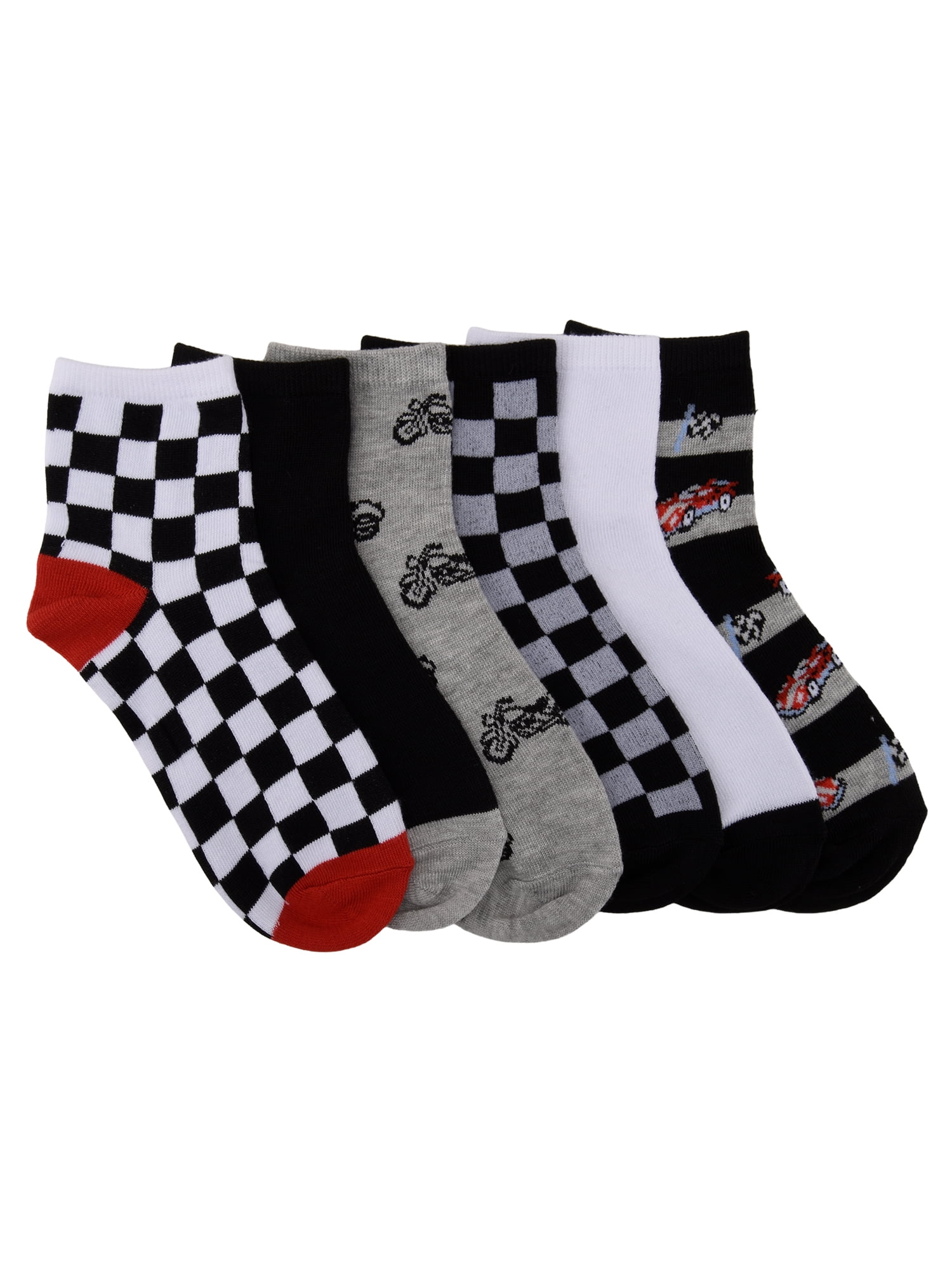Wonder Nation Mid Crew Graphic Socks, 6-Pack Boys Shoe Size S (4-8.5) - L (3-9)