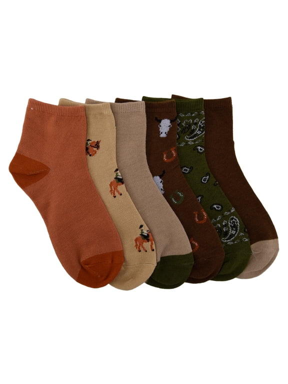 Mid Crew Graphic Socks, 6-Pack Boys Shoe Size S (4-8.5) - L (3-9)