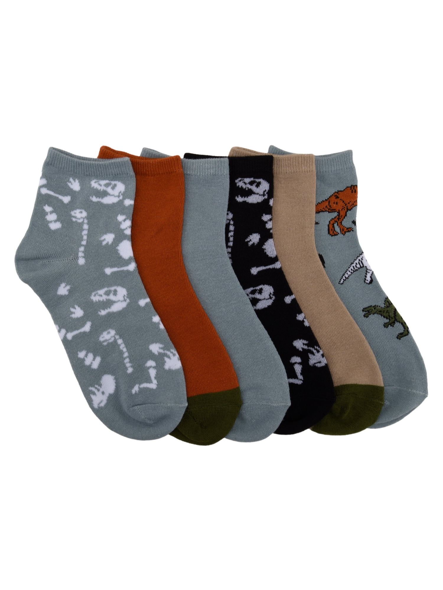 Wonder Nation Mid Crew Graphic Socks, 6-Pack Boys Shoe Size S (4-8.5) - L (3-9)