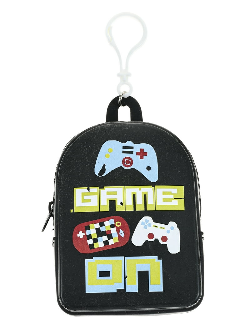 gaming mini backpack Wonder Nation Mini-Backpack Keychain, Black, Game On Design,  5.5