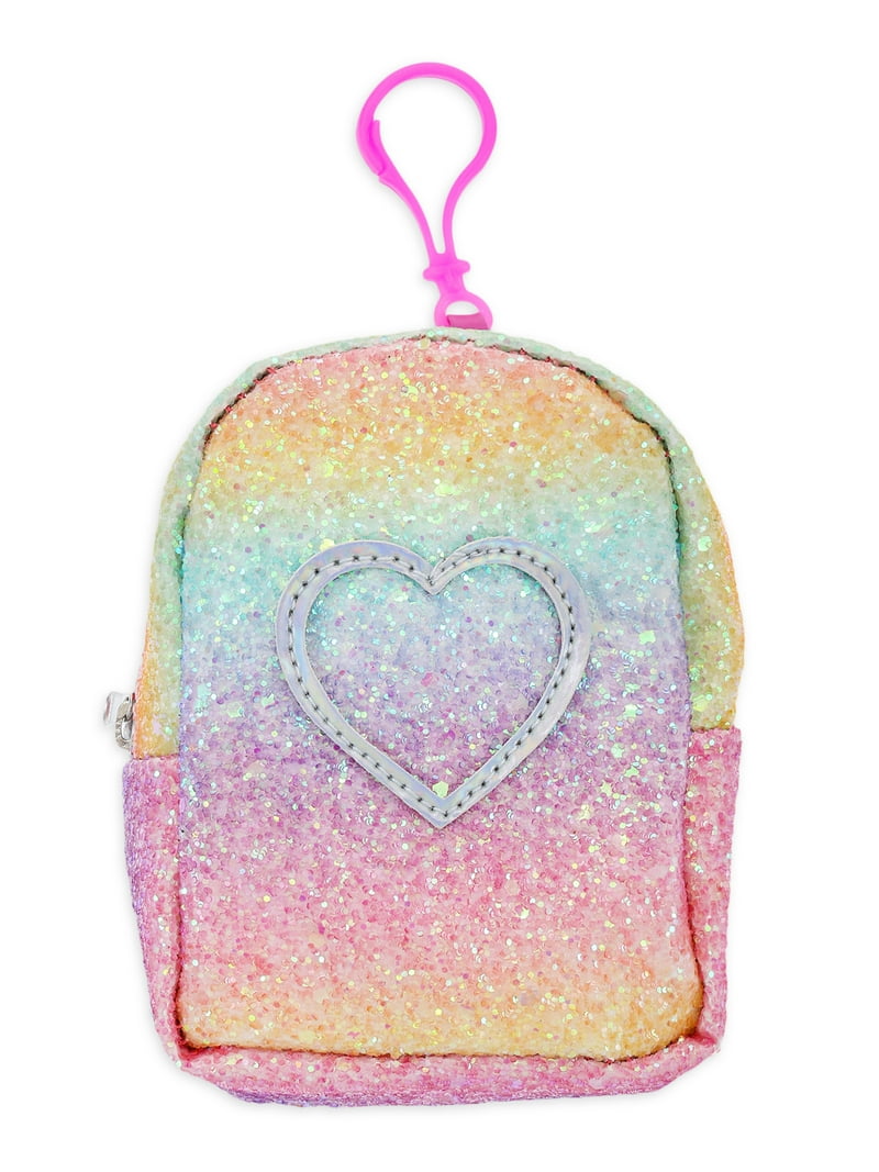 Wonder Nation Mini Rainbow Heart Backpack Keychain, Multicolor