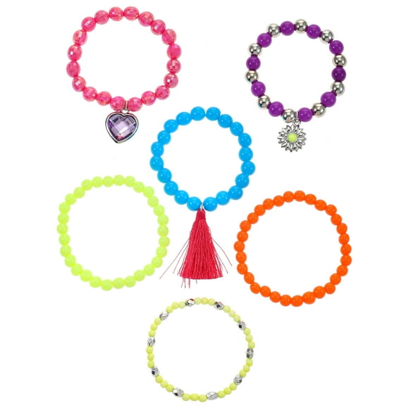 Wonder Nation Multi-Colored Tassel Charm Bracelets 2.5" Diameter 6 Pack