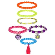 Wonder Nation Multi-Colored Tassel Charm Bracelets 2.5" Diameter 6 Pack