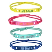 Wonder Nation Multicolor Stretch I Am Theme Bracelets 4 Pack for Girls, 2.5 Inch Diameter
