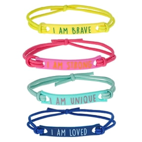Wonder Nation I Am Theme Stretch Bracelets, Multicolor, Girls, 4 Pack, 2.5 inch Diameter