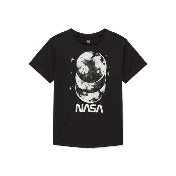Wonder Nation Girls NASA Moons Graphic Tee with Short Sleeves, Sizes 4-18