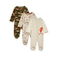 Wonder Nation Newborn Baby Boy Sleep and Play Pajamas, 3 Pack (Pre6/9M