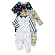 Wonder Nation Newborn Baby Boy Sleep and Play Pajamas, 3 Pack, Preemie-6/9 Months