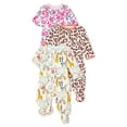 Wonder Nation Newborn Baby Girl Sleep and Play Pajamas, 3 Pack, Preemie