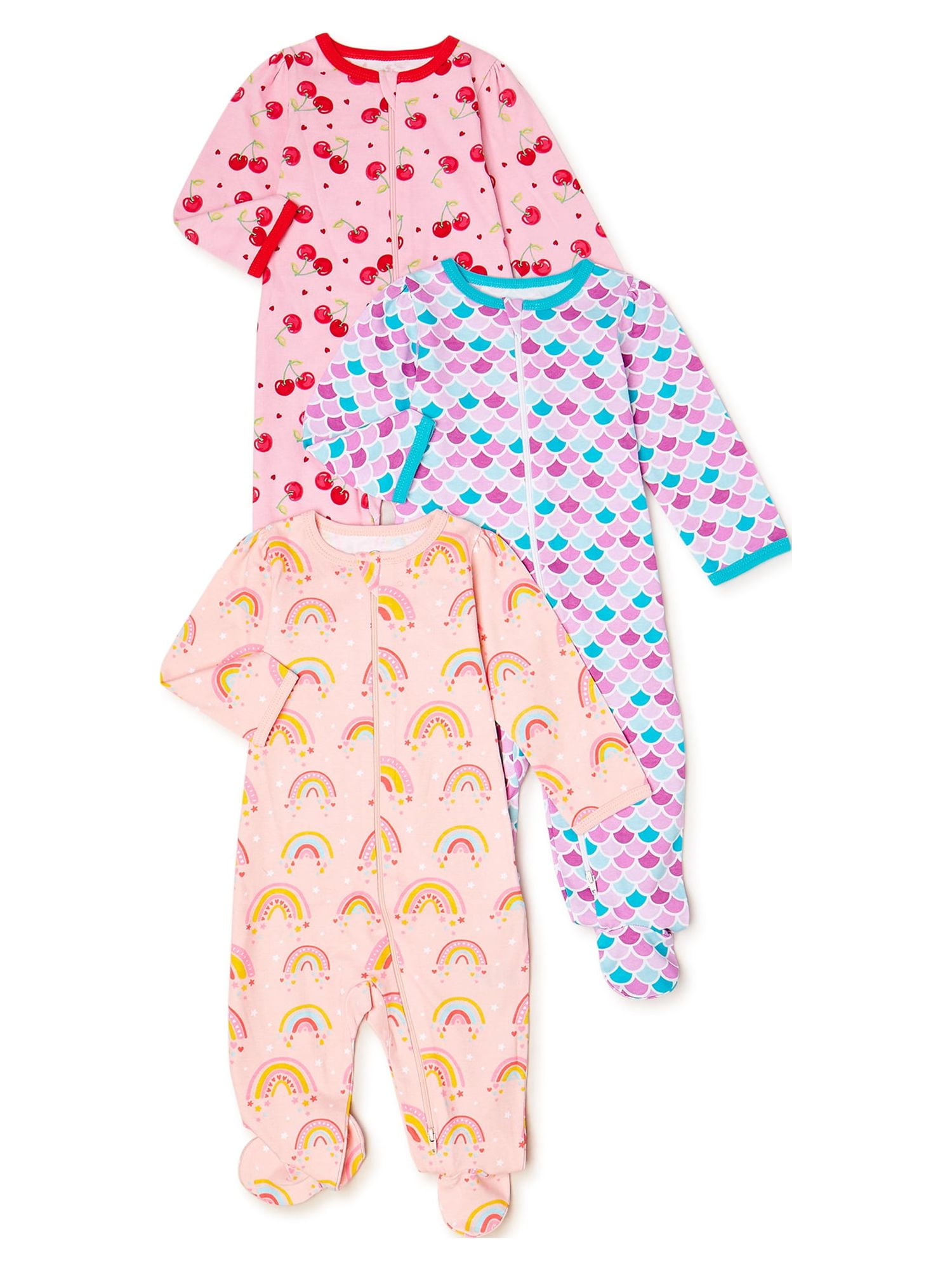Disney Baby Little Mermaid Mickey Minnie Mouse 2-Pack Footless Onesie Pajamas