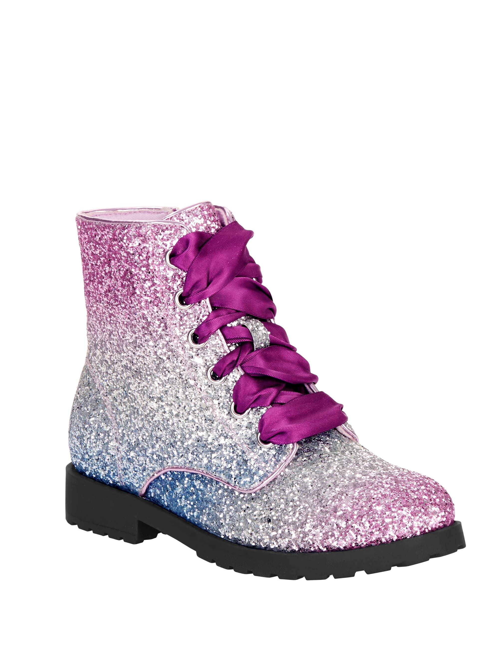 Purple Glitter Combat Boots. Girls Shoes | Little Bear and Bean Boutique, LLC BK2
