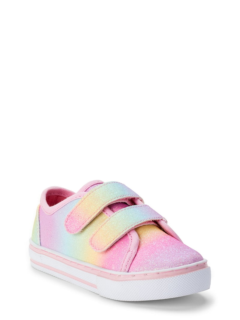 Wonder Nation Pastel Rainbow Tennis Shoes for Toddler Girls