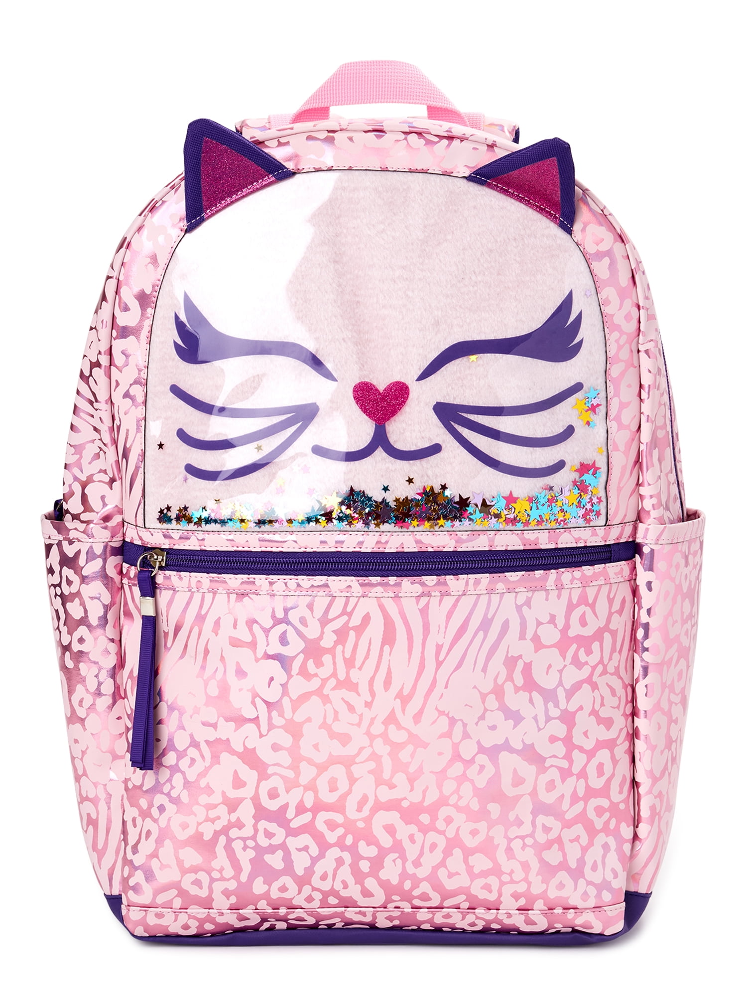 Girls Pink Glitter Backpack with Pretty Kitty Design Kuwait Ubuy