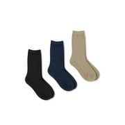 Wonder Nation Rib Crew Dress Socks Boy's L, Multicolor (3 Pack)
