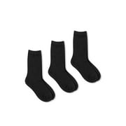 Wonder Nation Rib Crew Dress Socks Boy's S, Black (3 Pack)