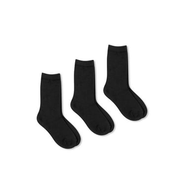 Wonder Nation Rib Crew Dress Socks Boy's S, Black (3 Pack)