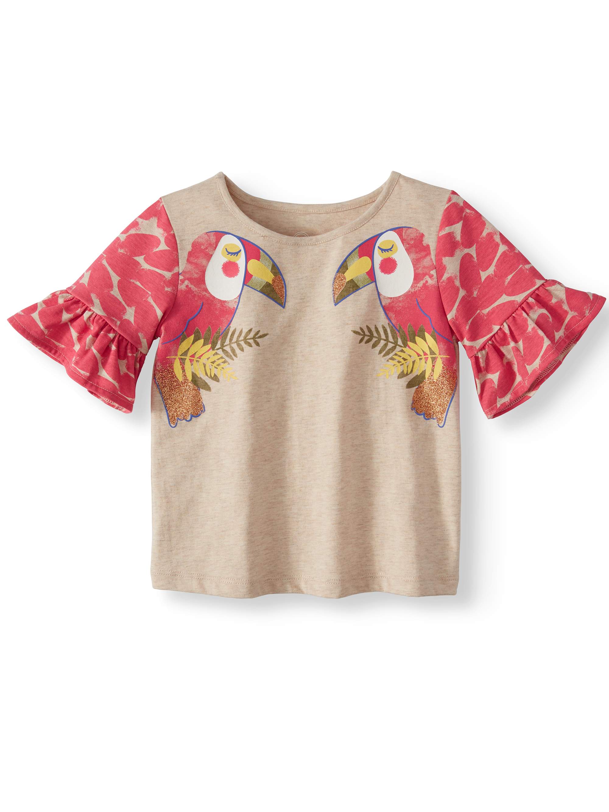 Wonder Nation Ruffle Sleeve Top (Toddler Girls) - Walmart.com