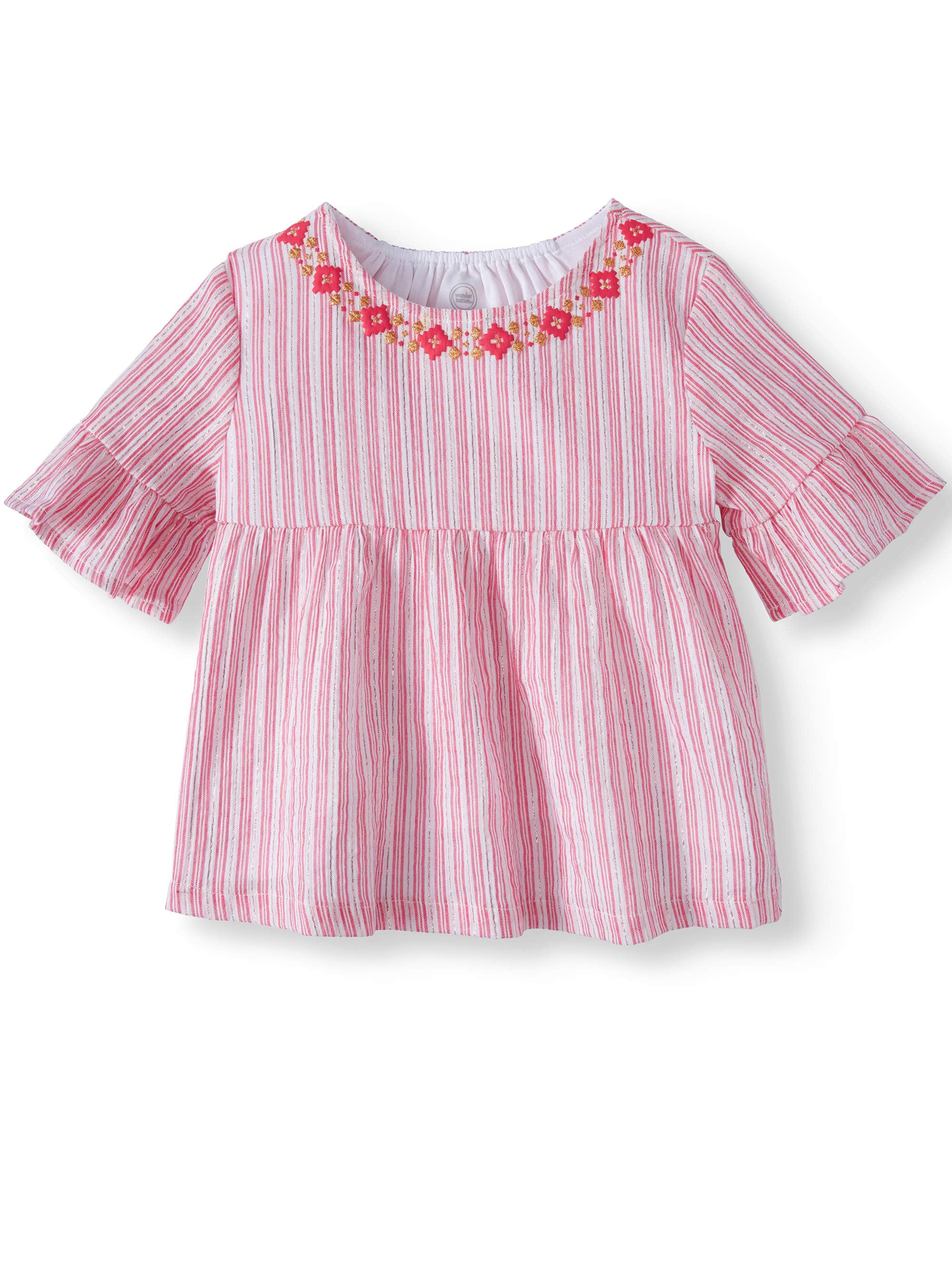 Wonder Nation Ruffle Sleeve Top (Toddler Girls) - Walmart.com