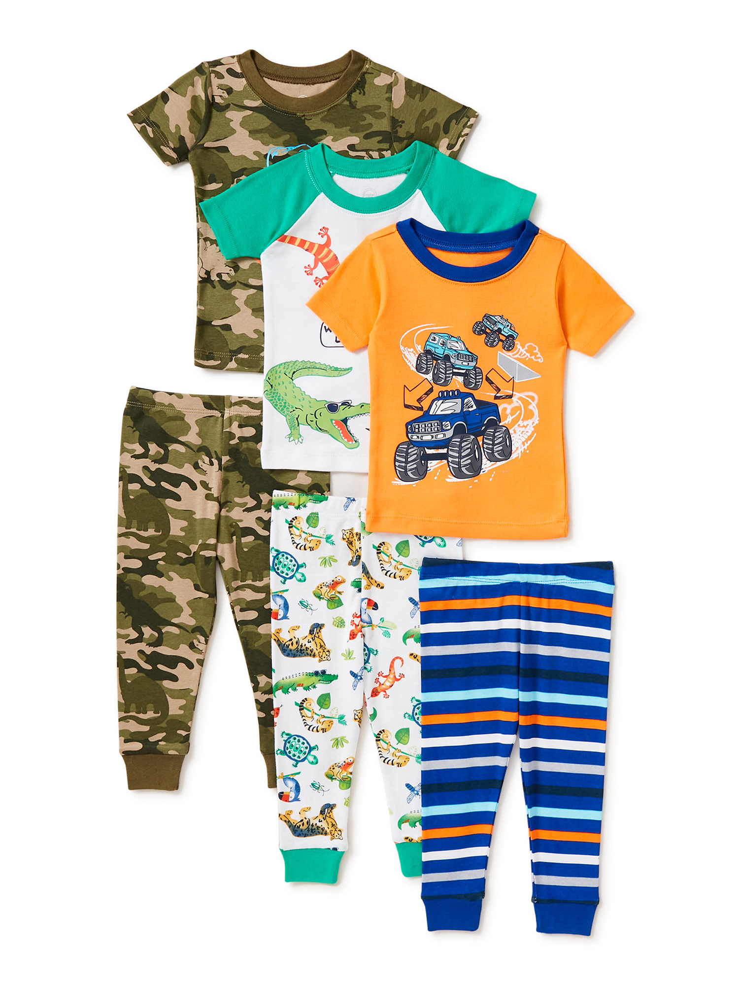 Wonder Nation Short Sleeve Crew Neck Graphic Prints Pajamas (Little Boys or Big Boys) 6 Piece Set - image 1 of 5
