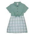 thumbnail image 1 of Wonder Nation Short Sleeve Girls Tie Front Dress, Sizes 4-18 & Plus, 1 of 3