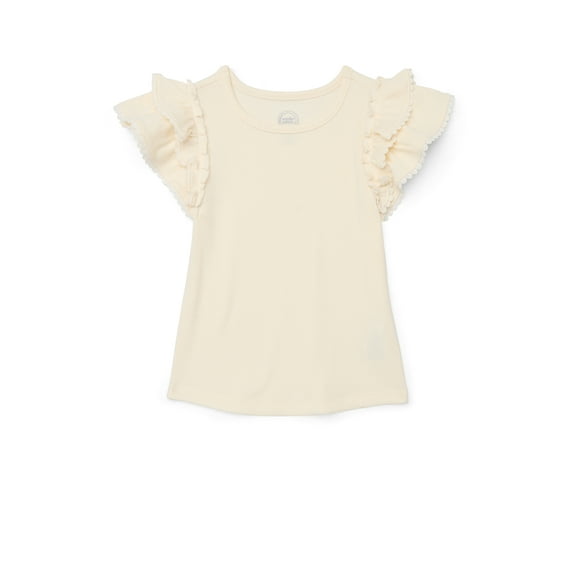 Wonder Nation Girls Short Sleeve Knit Ruffle Top, Sizes 4-18 & Plus