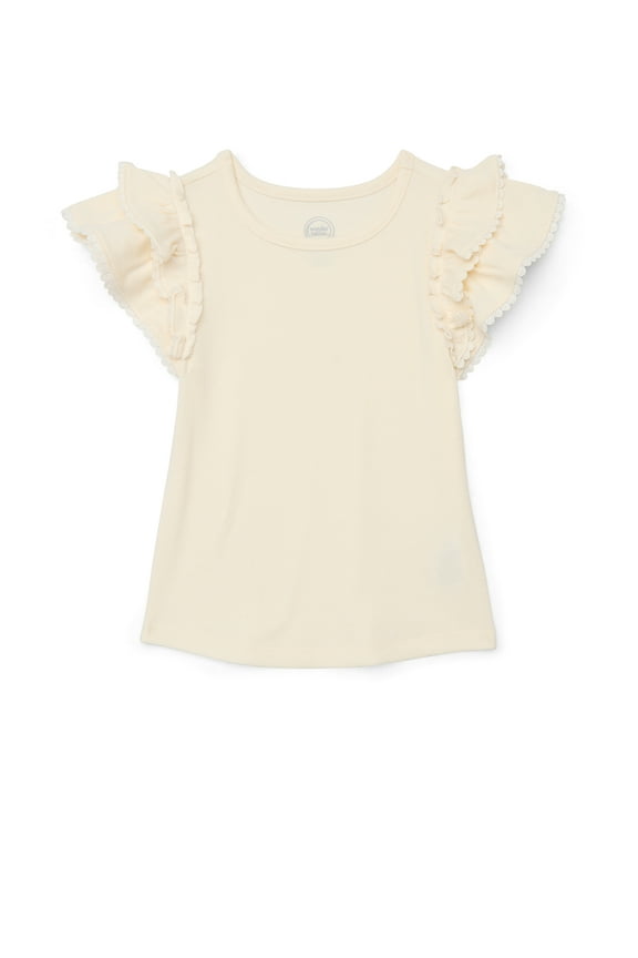 Girls Short Sleeve Knit Ruffle Top, Sizes 4-18 & Plus