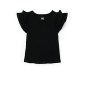 WONDER NATION Girls Short Sleeve Knit Ruffle Top, Sizes 4-18 & Plus