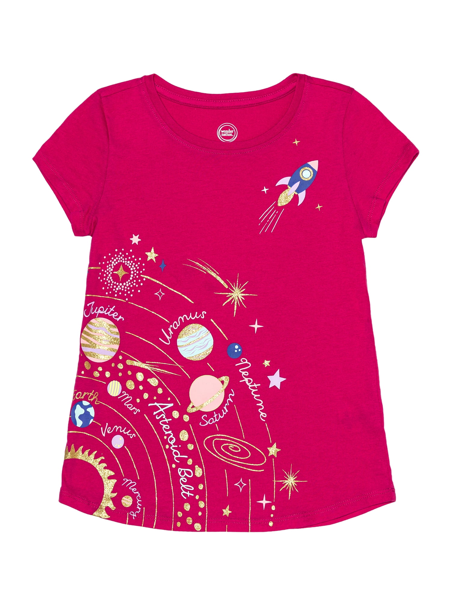 Wonder Nation Short Sleeve Solar T-Shirt (Big Girls)