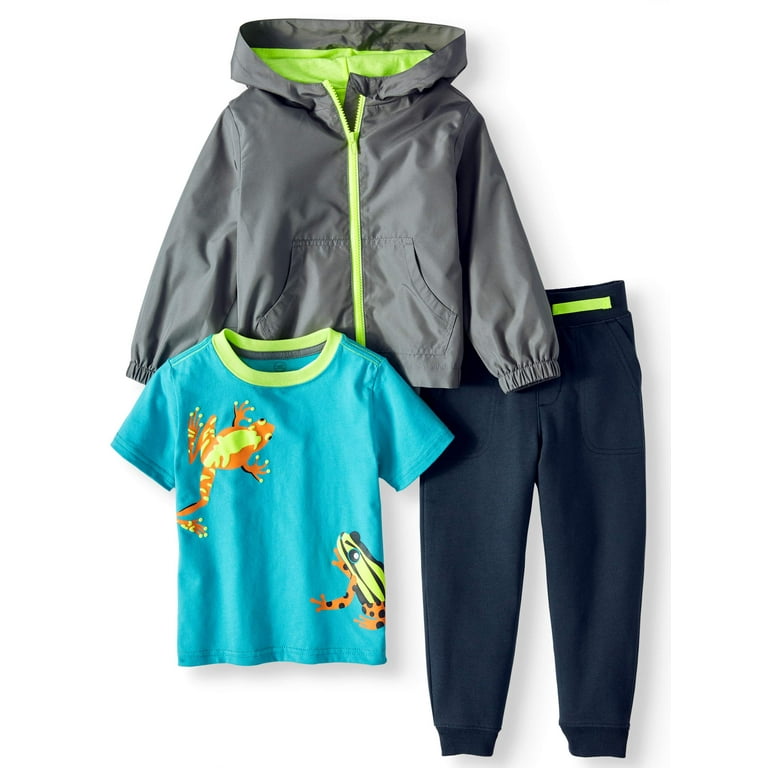 Wonder Nation T-Shirt, Jogger Pants, & Zip Up Lightweight Hooded Raincoat,  3pc Outfit Set (Toddler Boys) - Walmart.com