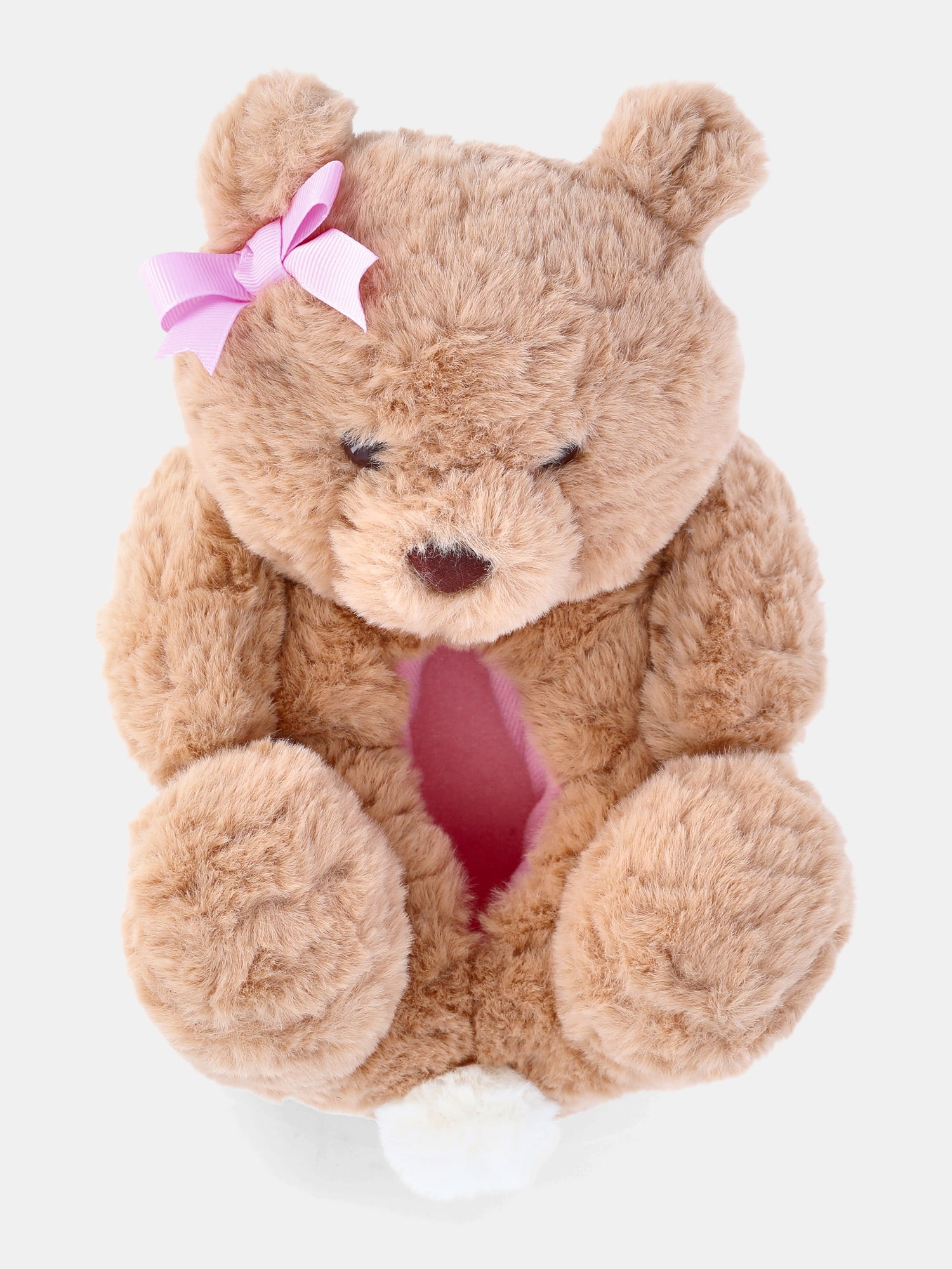 Wonder Nation Toddler Girls and Big Girls Plush Teddy Bear Slippers