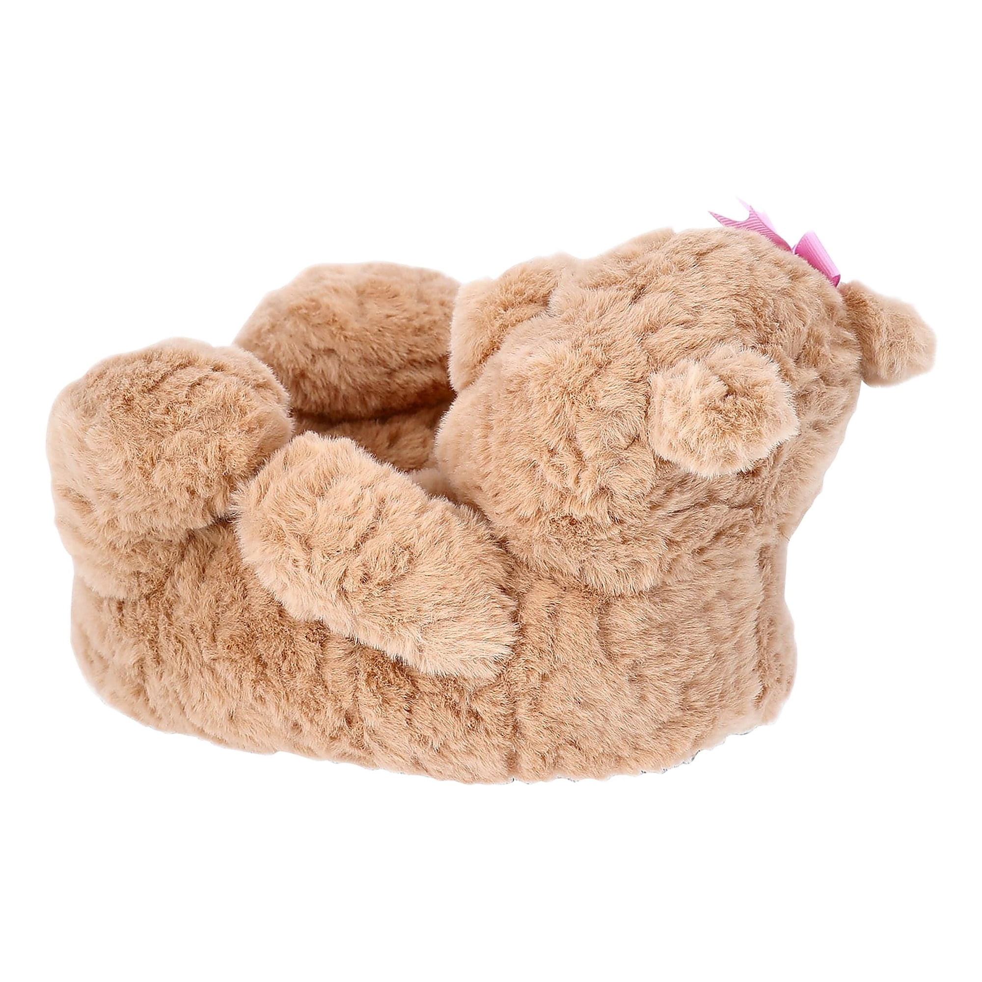 Wonder Nation Toddler Girls and Big Girls Plush Teddy Bear Slippers
