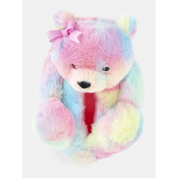 Wonder Nation Toddler Girls and Big Girls Plush Teddy Bear Slippers