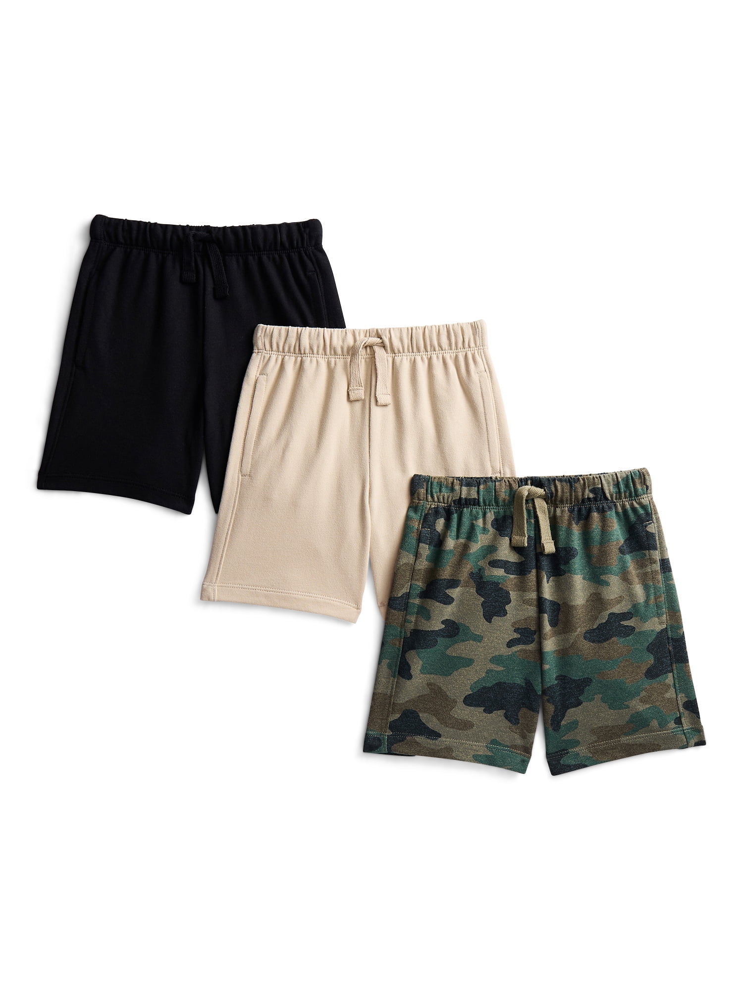 Wonder Nation Toddler Boys French Terry Shorts, 3-Pack, Sizes 18M-5T