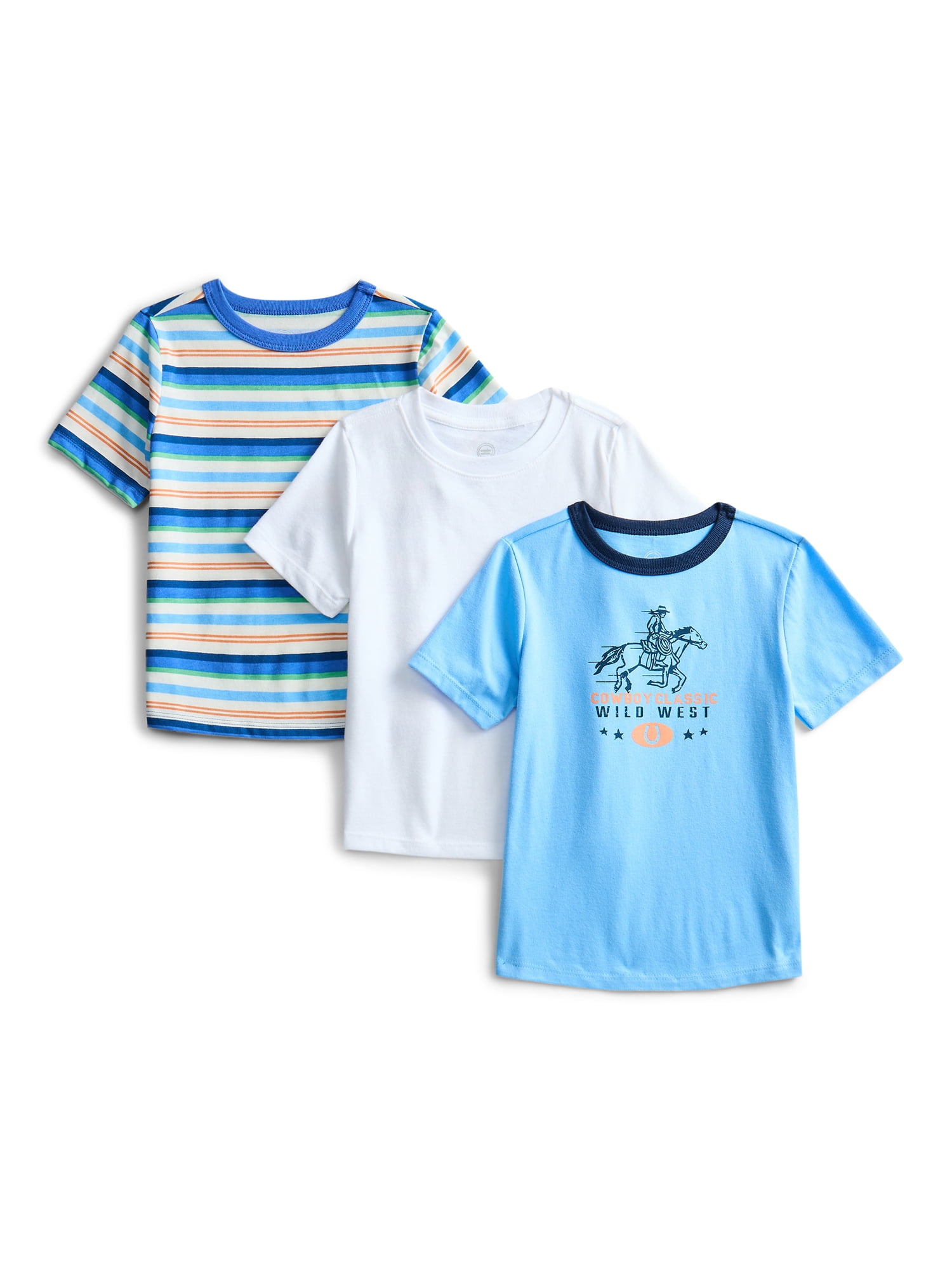 Wonder Nation Toddler Boys Tee with Short Sleeves, 3-Pack, Sizes 18M-5T