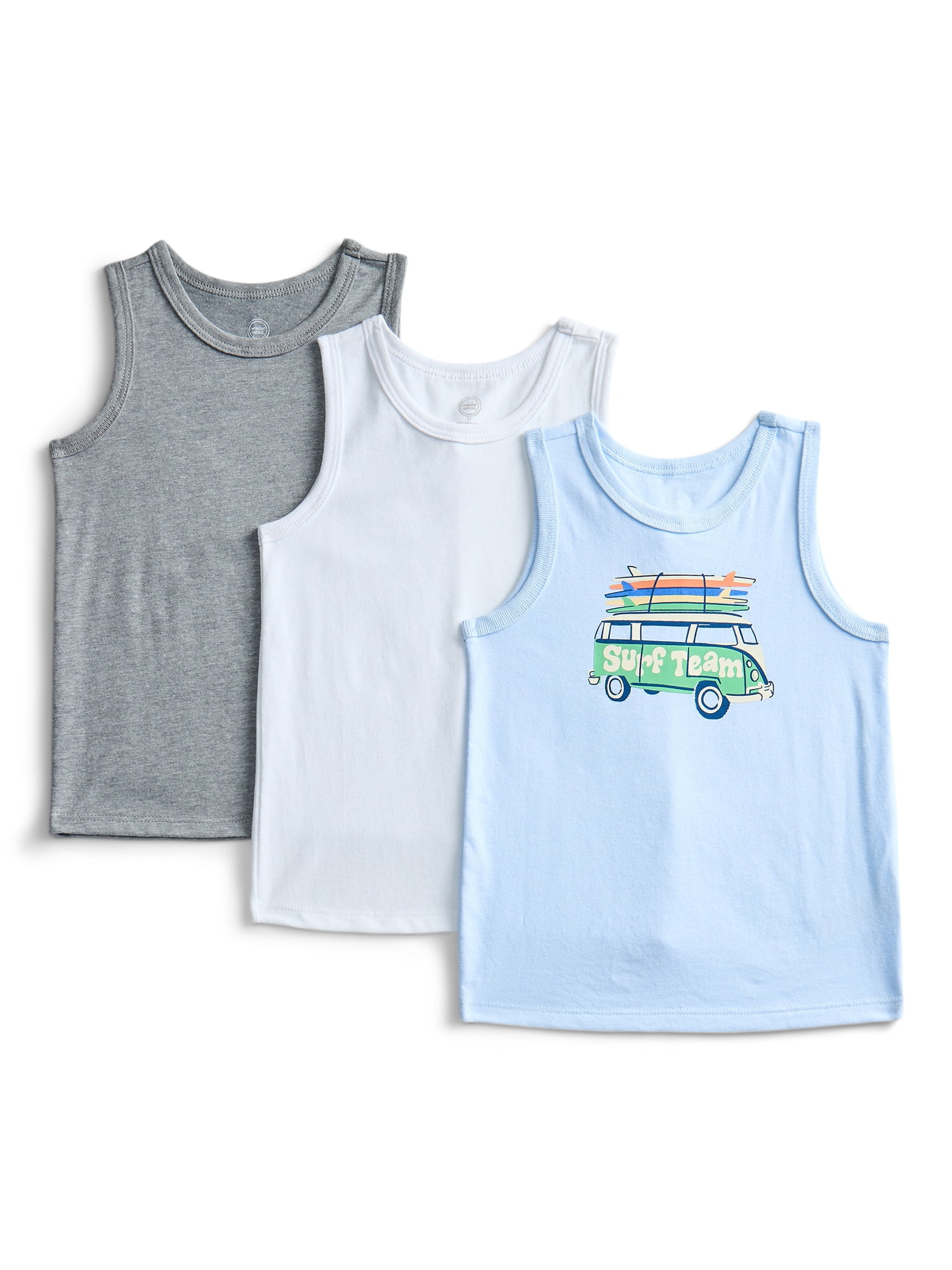 Wonder Nation Baby and Toddler Boys Tank Top, 3-Pack, Sizes 18M-5T