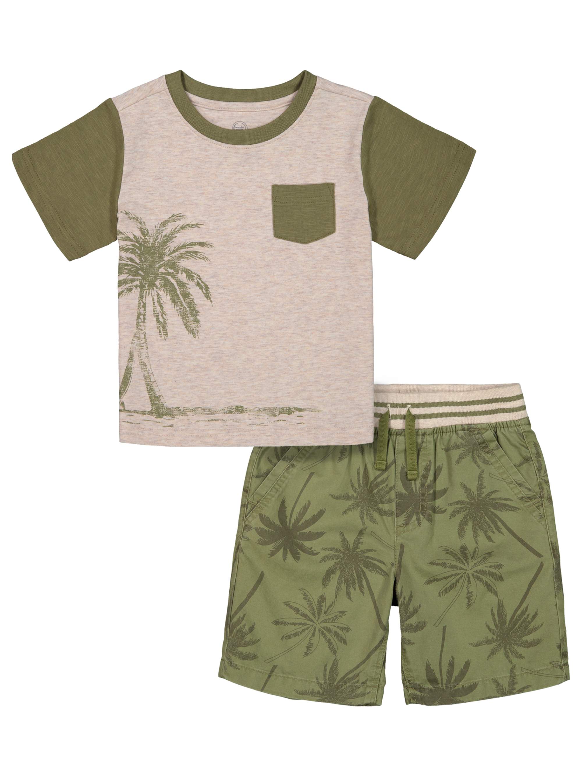 Wonder Nation Toddler Boy Graphic Pocket T-Shirt & Printed Drawstring Shorts Outfit Set, 2-Piece (2T-5T) - image 1 of 4
