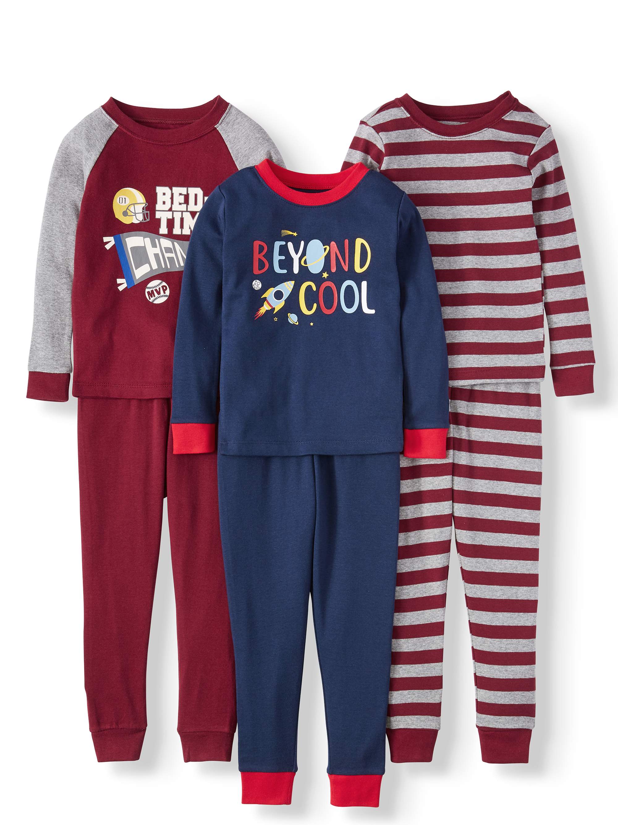 Wonder Nation Toddler Boy Long Sleeve Cotton Snug Fit Pajamas, 6pc Set - image 1 of 2