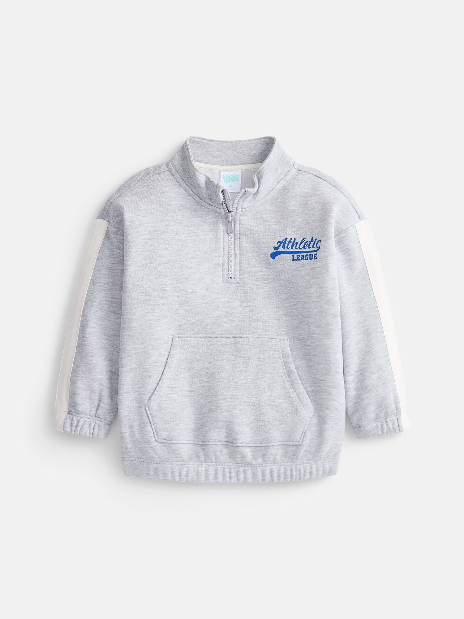 Wonder Nation Toddler Boys Fleece Half Zip Sweatshirt with Long Sleeves, Sizes 12M-5T