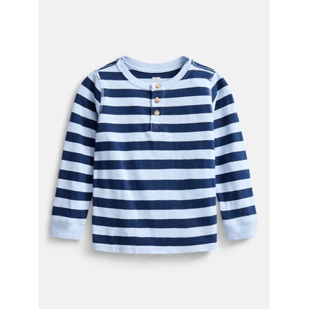 Wonder Nation Toddler Boys Cotton Henley Tee with Long Sleeves, Sizes 18M-5T