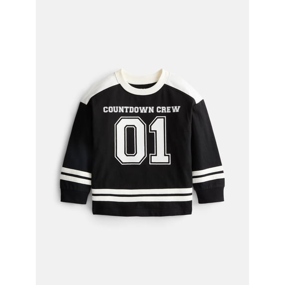 Wonder Nation Toddler Boys' Graphic Hockey Jersey with Long Sleeves, Sizes 12M-5T