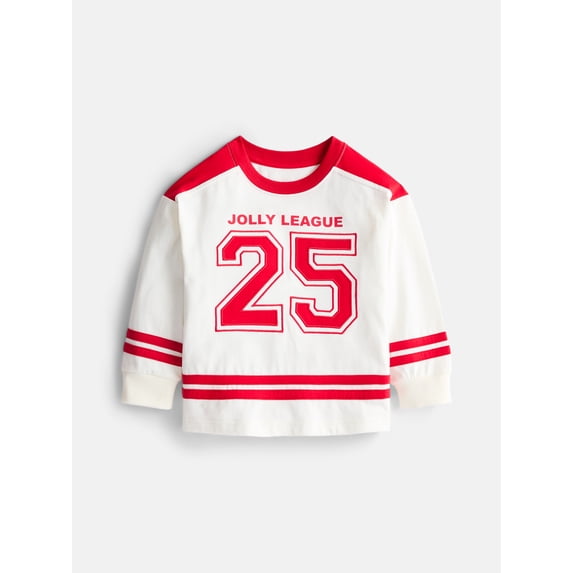 Wonder Nation Toddler Boys' Graphic Hockey Jersey with Long Sleeves, Sizes 12M-5T