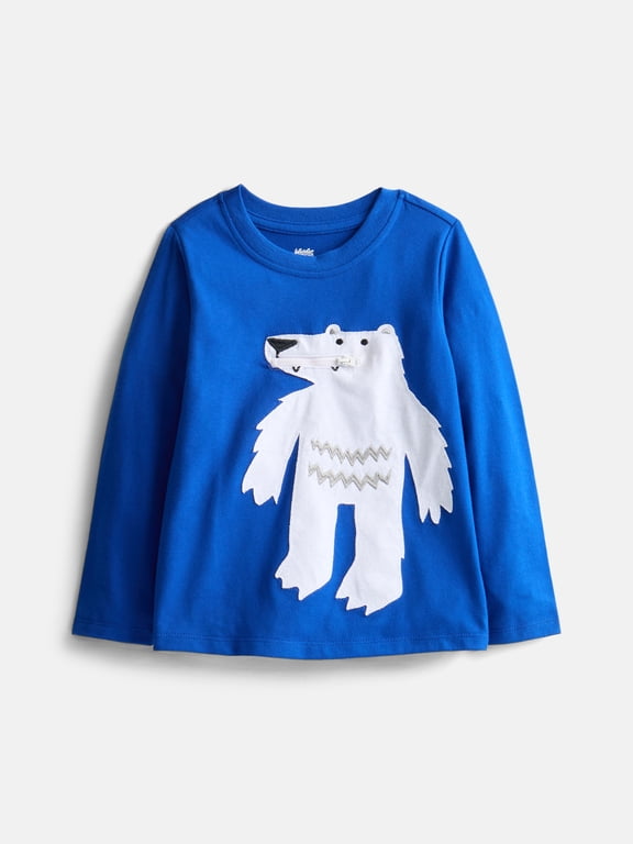 Toddler Boys Interactive Graphic Tee with Long Sleeves, Sizes 12M-5T