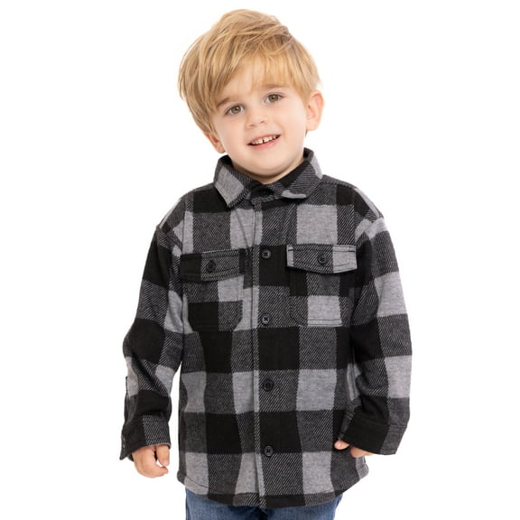 Wonder Nation Toddler Boys' Plaid Shacket with Long Sleeves, Sizes 12M-5T