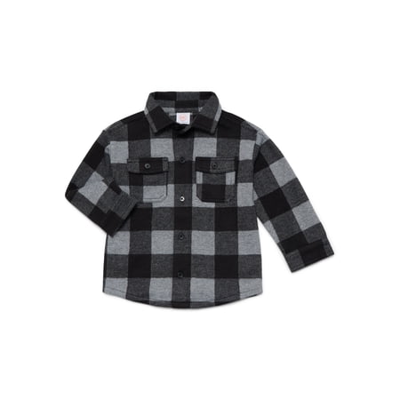 Wonder Nation Toddler Boys' Plaid Shacket with Long Sleeves, Sizes 12M-5T