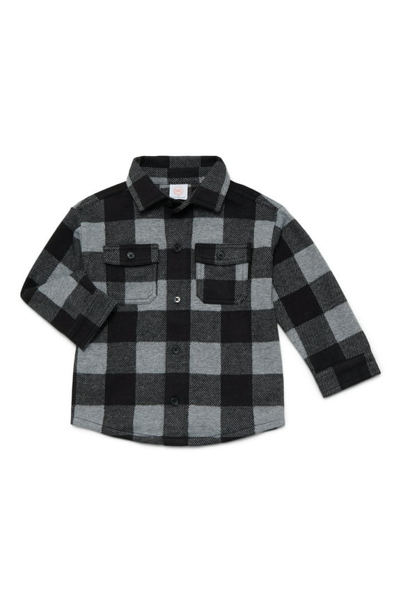 Toddler Boys' Plaid Shacket with Long Sleeves, Sizes 12M-5T