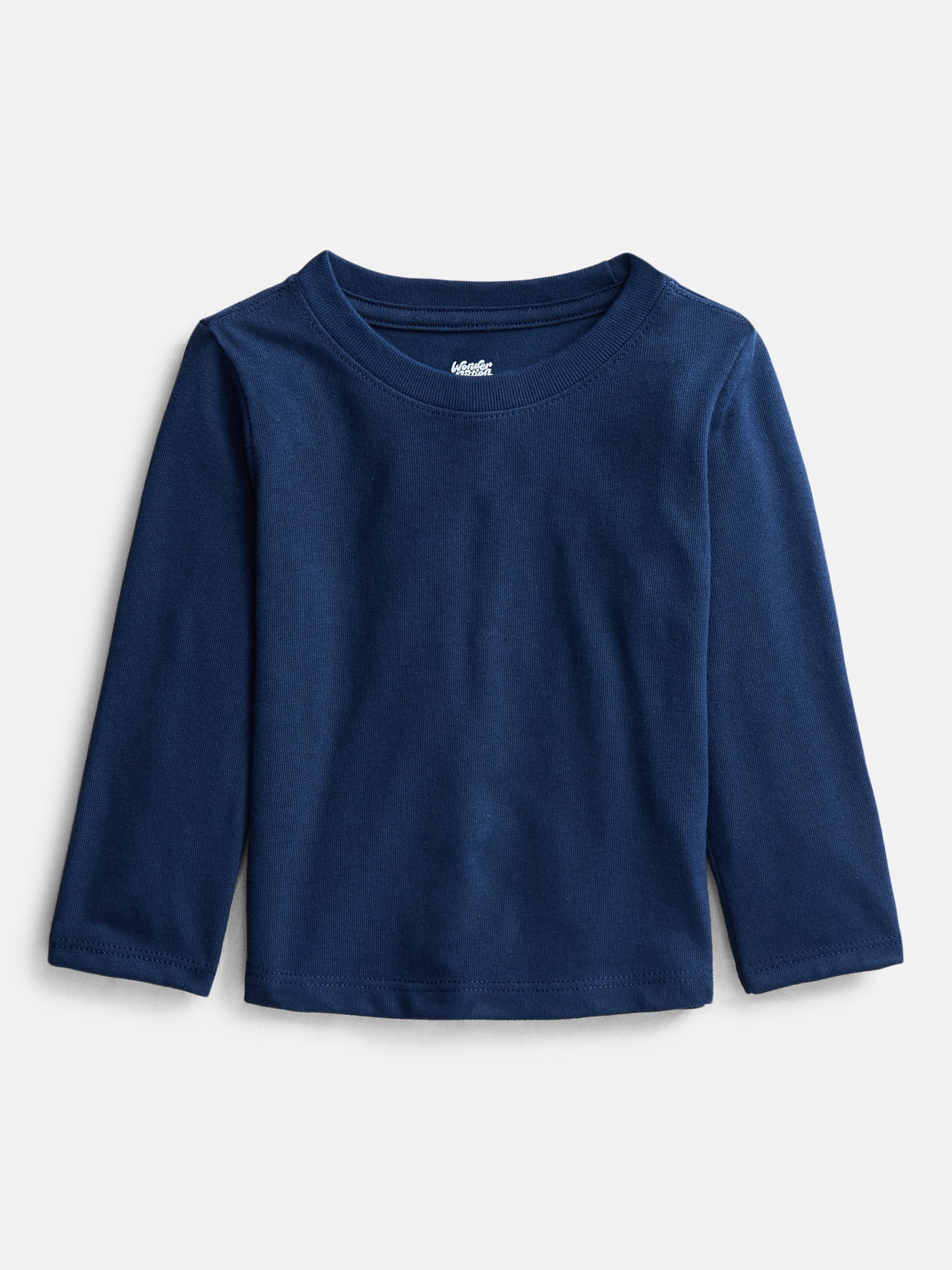Wonder Nation Baby and Toddler Boys Solid Tee with Long Sleeves, Sizes 0/3M-5T
