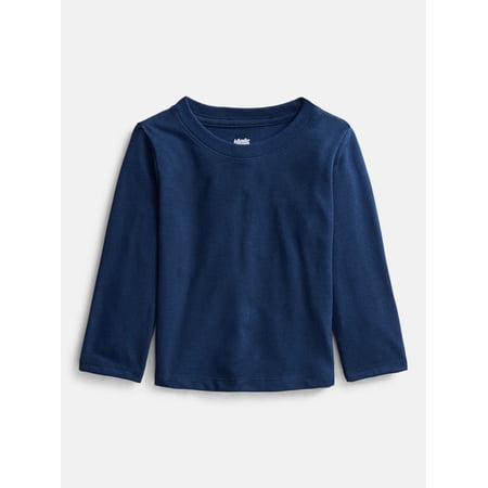 Wonder Nation Baby and Toddler Boys Solid Tee with Long Sleeves, Sizes 0/3M-5T