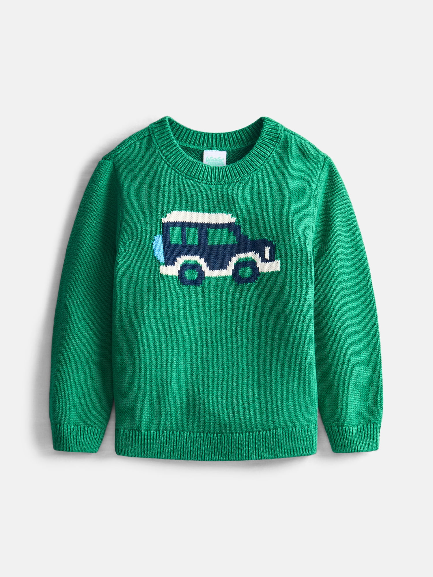 Wonder Nation Toddler Boys' Graphic Cotton Sweater with Long Sleeves, Sizes 18M-5T