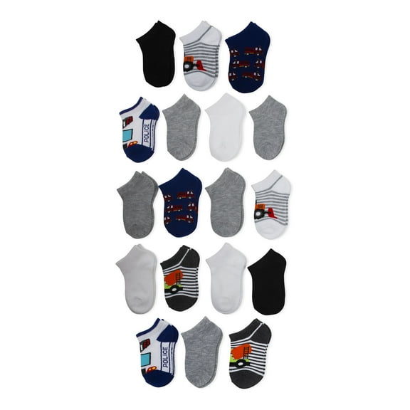 Wonder Nation Toddler Boy No Show Socks, 18-Pack, Sizes 18M-5T